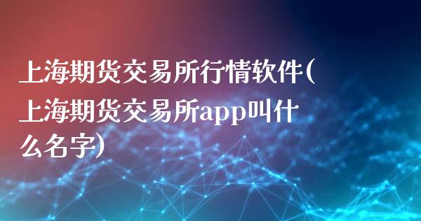 上海期货交易所行情软件(上海期货交易所app叫什么名字)