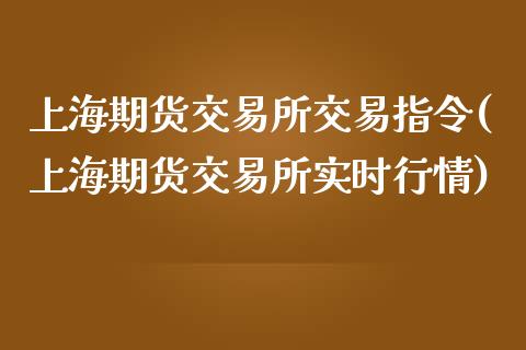 上海期货交易所交易指令(上海期货交易所实时行情)